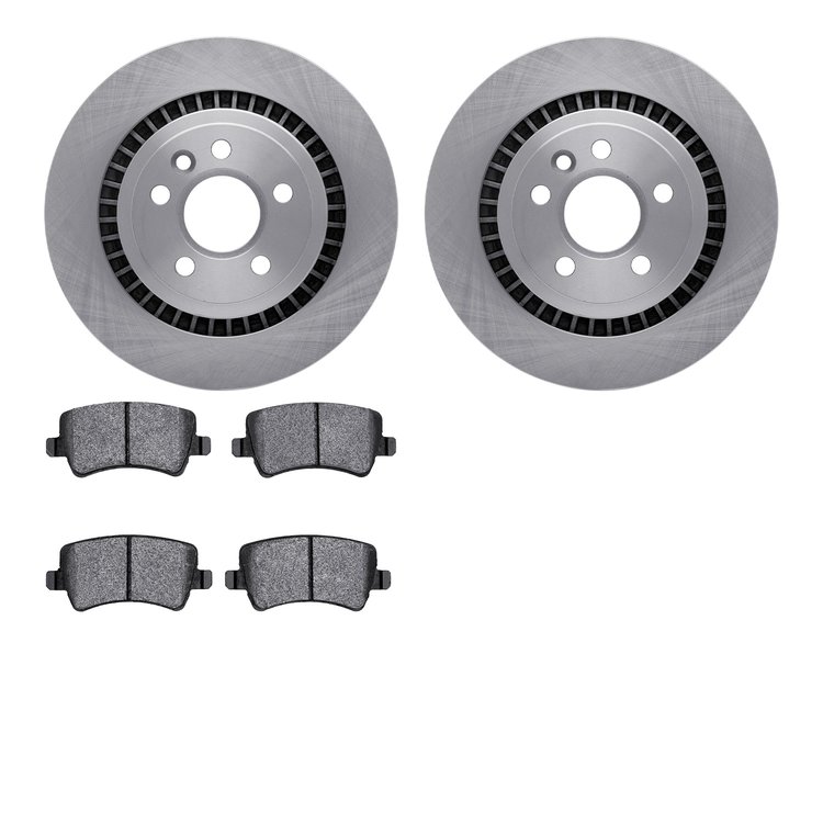 6502-27328 Brake Rotors w/5000 Advanced Brake Pads Kit, 2008-2018 Volvo, Position: Rear