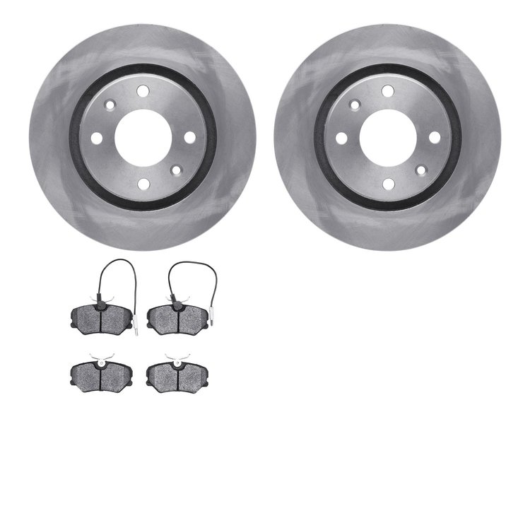 6502-28019 Brake Rotors w/5000 Advanced Brake Pads Kit, 1989-1991 Peugeot, Position: Front