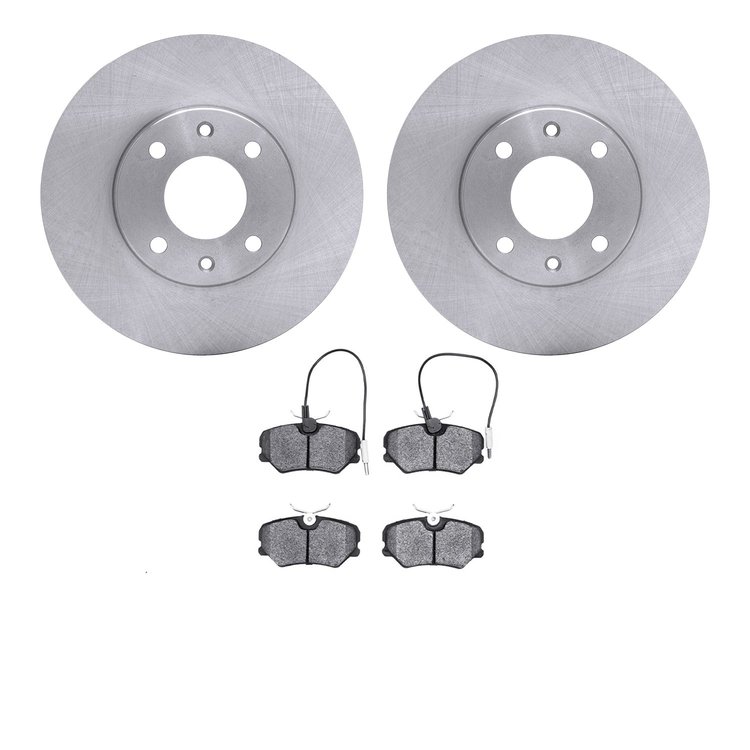6502-28022 Brake Rotors w/5000 Advanced Brake Pads Kit, 1989-1991 Peugeot, Position: Front