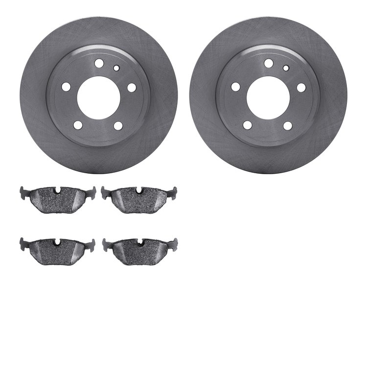 6502-31224 Brake Rotors w/5000 Advanced Brake Pads Kit, 1987-1992 BMW, Position: Rear