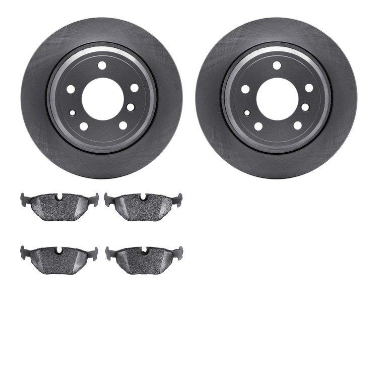 6502-31266 Brake Rotors w/5000 Advanced Brake Pads Kit, 1991-1995 BMW, Position: Rear