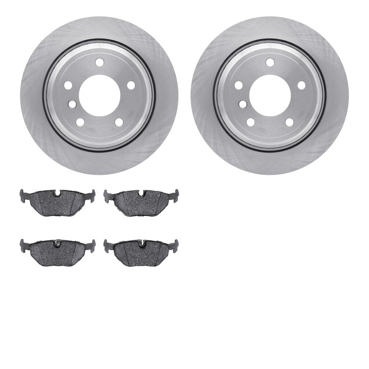 6502-31306 Brake Rotors w/5000 Advanced Brake Pads Kit, 1996-2003 BMW, Position: Rear