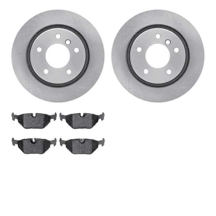 6502-31319 Brake Rotors w/5000 Advanced Brake Pads Kit, 1999-2006 BMW, Position: Rear