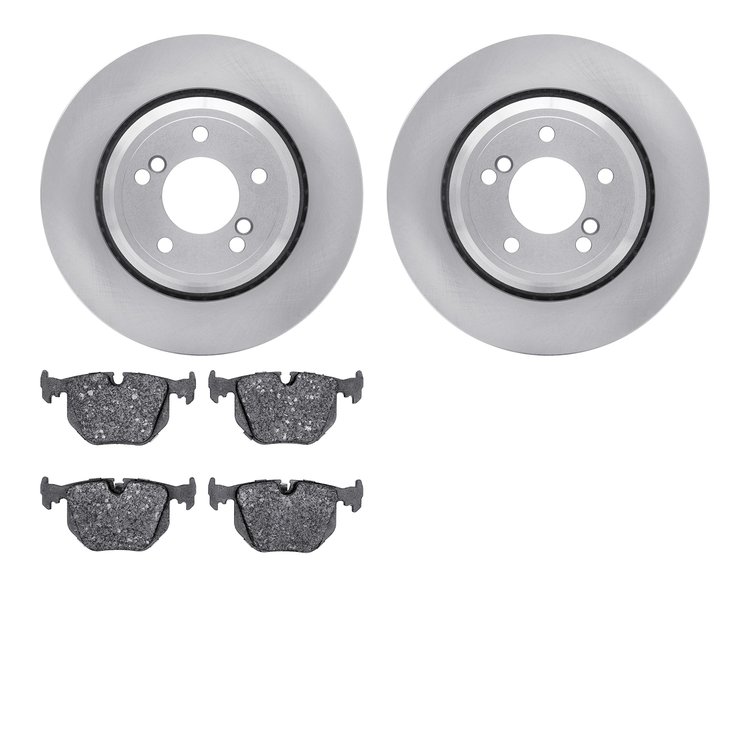 6502-31333 Brake Rotors w/5000 Advanced Brake Pads Kit, 2000-2006 BMW, Position: Rear