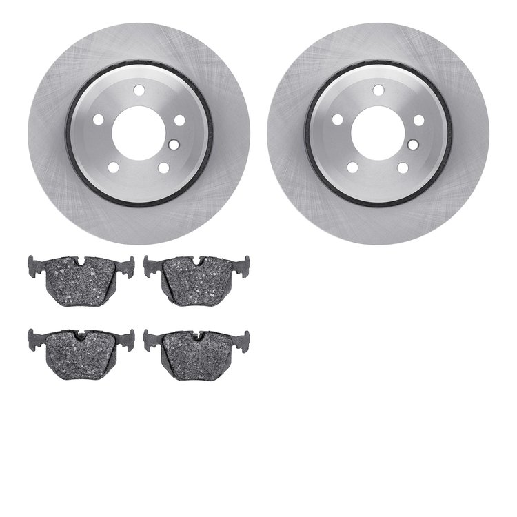 6502-31349 Brake Rotors w/5000 Advanced Brake Pads Kit, 2001-2006 BMW, Position: Rear