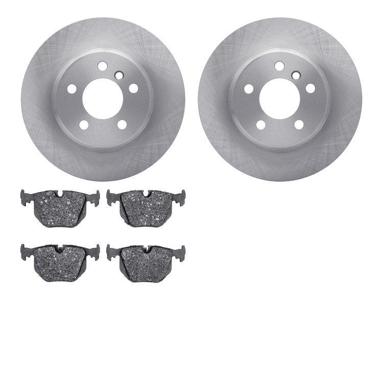 6502-31639 Brake Rotors w/5000 Advanced Brake Pads Kit, 2000-2006 BMW, Position: Rear