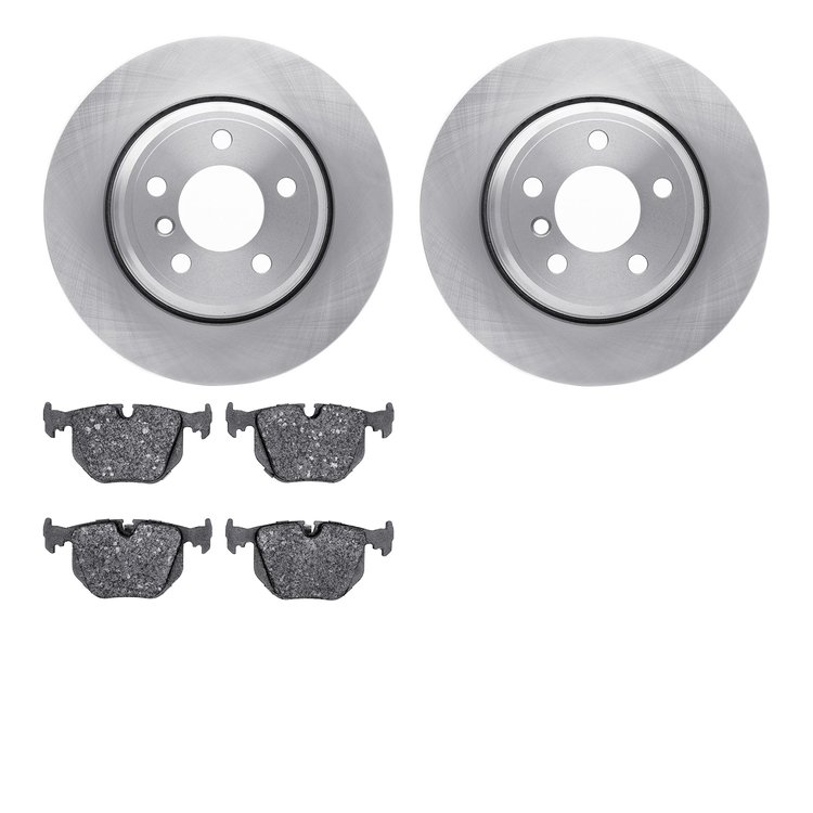 6502-31648 Brake Rotors w/5000 Advanced Brake Pads Kit, 2002-2006 BMW, Position: Rear