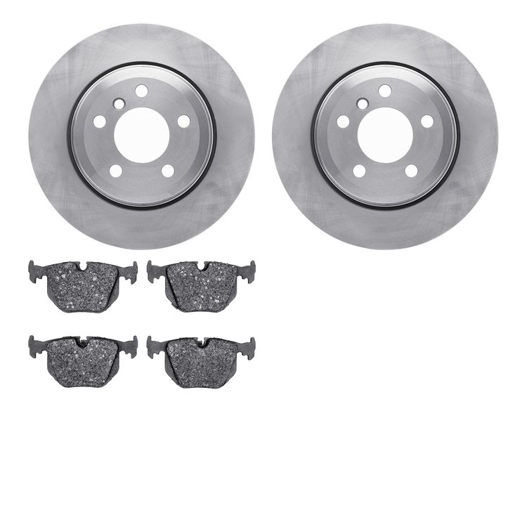 6502-31661 Brake Rotors w/5000 Advanced Brake Pads Kit, 2004-2010 BMW, Position: Rear