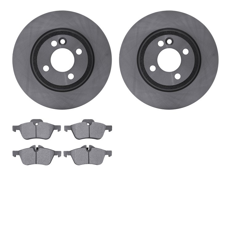 6502-32028 Brake Rotors w/5000 Advanced Brake Pads Kit, 2002-2008 Mini, Position: Front