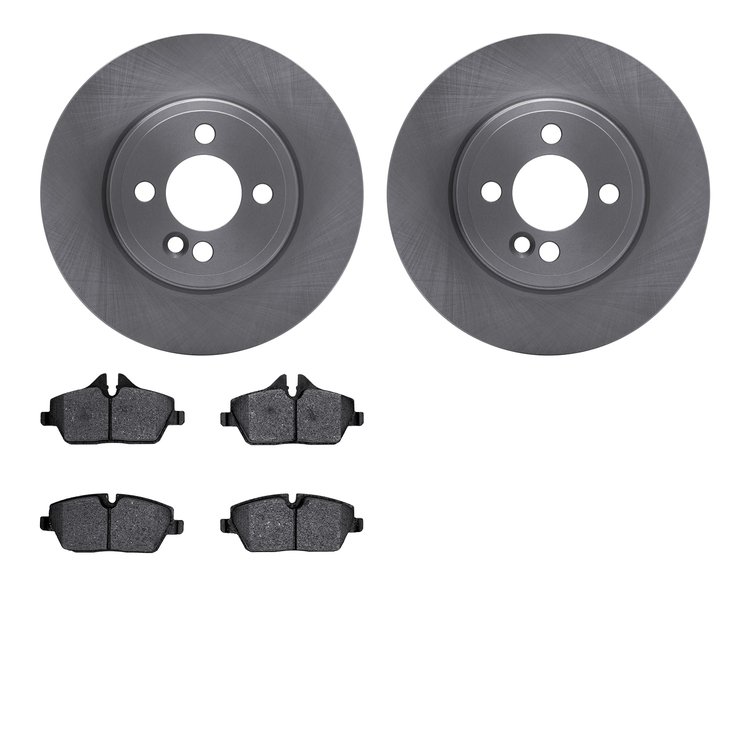 6502-32046 Brake Rotors w/5000 Advanced Brake Pads Kit, 2007-2015 Mini, Position: Front
