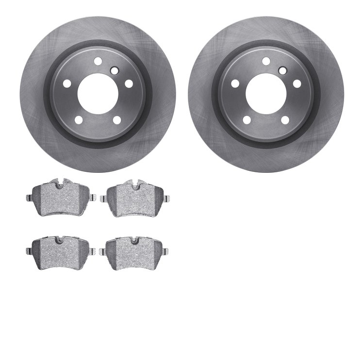 6502-32074 Brake Rotors w/5000 Advanced Brake Pads Kit, 2013-2016 Mini, Position: Front