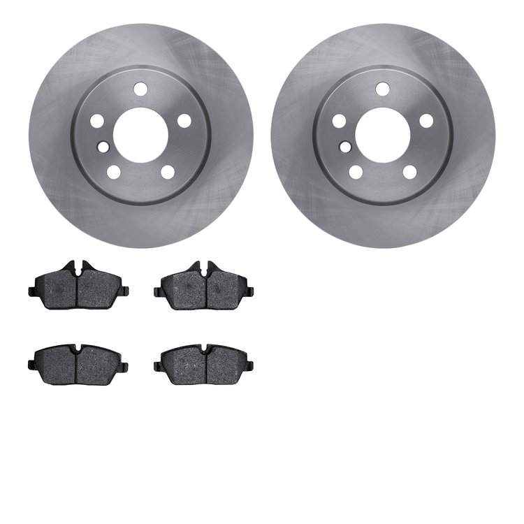 6502-32106 Brake Rotors w/5000 Advanced Brake Pads Kit, Fits Select Mini, Position: Front