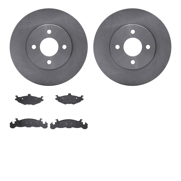 6502-39047 Brake Rotors w/5000 Advanced Brake Pads Kit, 1984-1988 Mopar, Position: Front