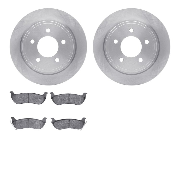 6502-39164 Brake Rotors w/5000 Advanced Brake Pads Kit, 2004-2008 Mopar, Position: Rear
