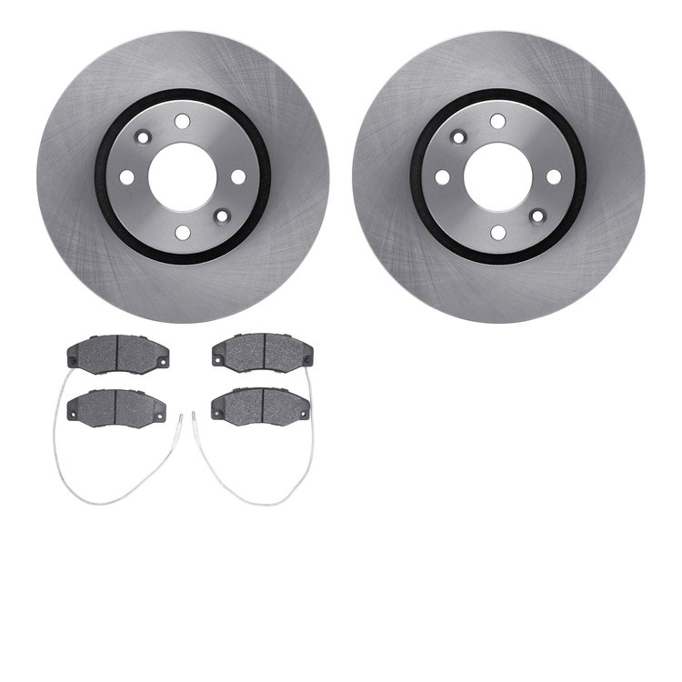 6502-41001 Brake Rotors w/5000 Advanced Brake Pads Kit, 1988-1989 Mopar, Position: Front