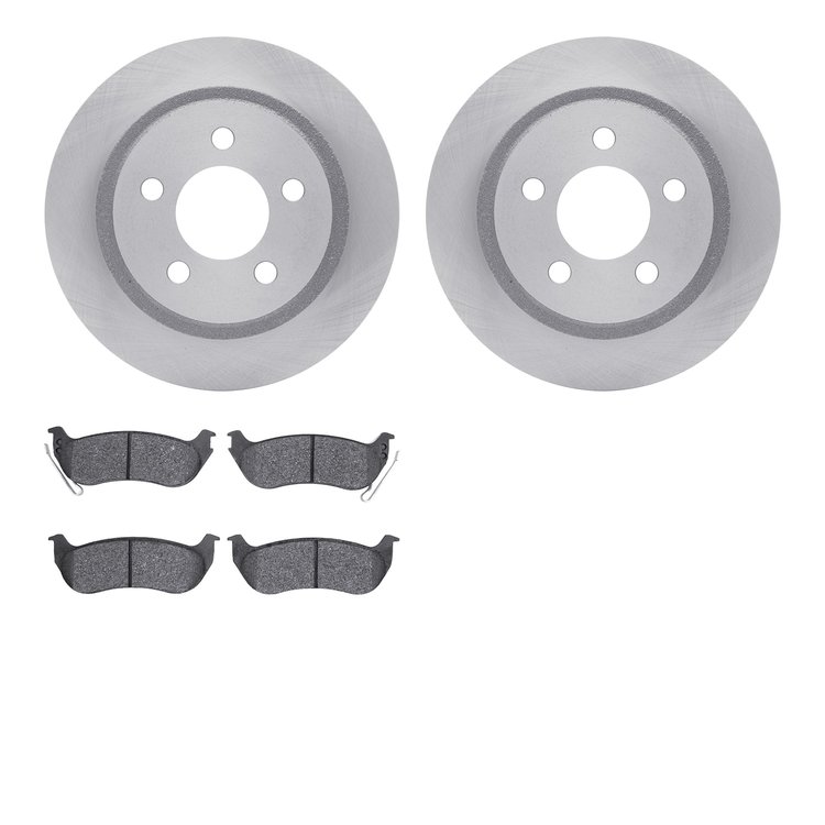 6502-42186 Brake Rotors w/5000 Advanced Brake Pads Kit, 2003-2007 Mopar, Position: Rear