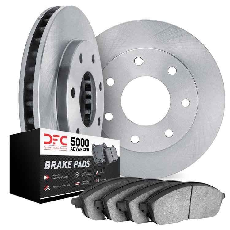 6502-54167 Brake Rotors w/5000 Advanced Brake Pads Kit, 2010-2014 Ford/Lincoln/Mercury/Mazda, Position: Front