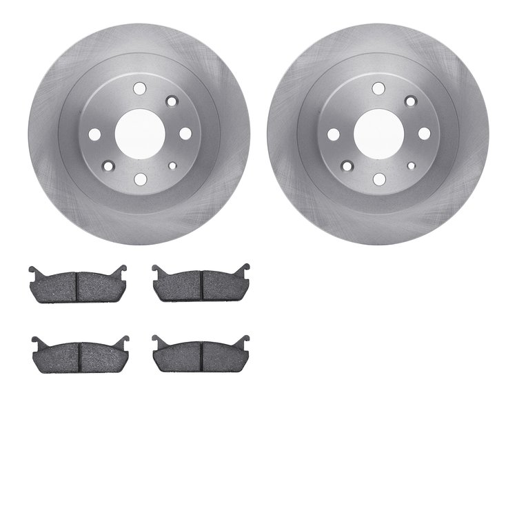 6502-54233 Brake Rotors w/5000 Advanced Brake Pads Kit, 1990-1996 Ford/Lincoln/Mercury/Mazda, Position: Rear