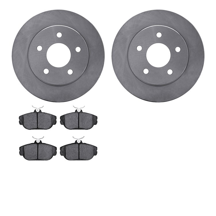 6502-54348 Brake Rotors w/5000 Advanced Brake Pads Kit, 1993-1998 Ford/Lincoln/Mercury/Mazda, Position: Front