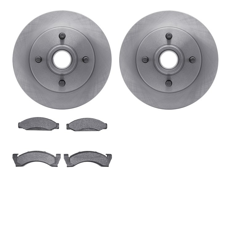 6502-55046 Brake Rotors w/5000 Advanced Brake Pads Kit, 1974-1980 Ford/Lincoln/Mercury/Mazda, Position: Front