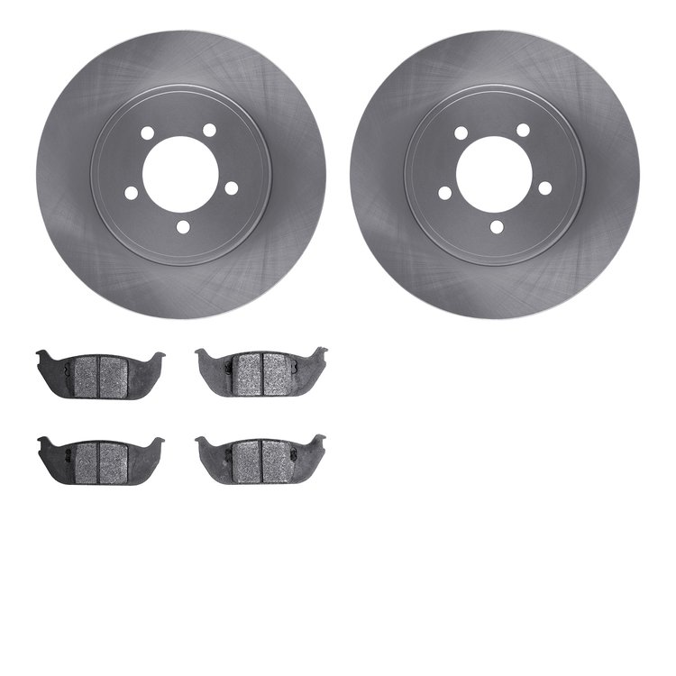 6502-55049 Brake Rotors w/5000 Advanced Brake Pads Kit, 2003-2005 Ford/Lincoln/Mercury/Mazda, Position: Rear