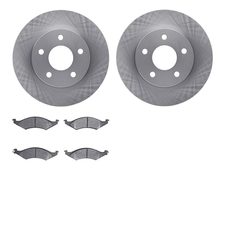 6502-55081 Brake Rotors w/5000 Advanced Brake Pads Kit, 1986-1992 Ford/Lincoln/Mercury/Mazda, Position: Front