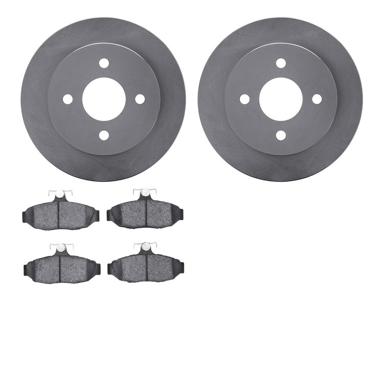 6502-55087 Brake Rotors w/5000 Advanced Brake Pads Kit, 1987-1993 Ford/Lincoln/Mercury/Mazda, Position: Rear