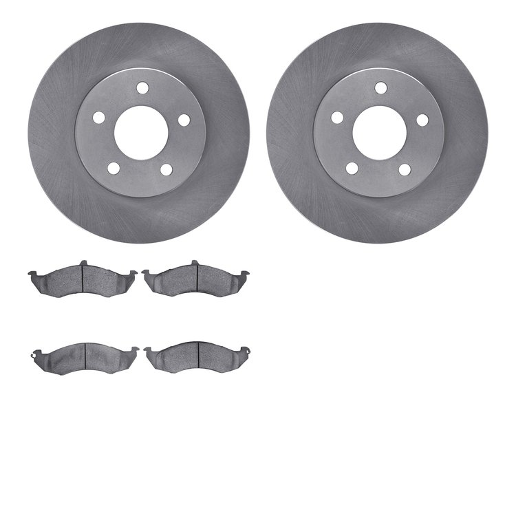 6502-55099 Brake Rotors w/5000 Advanced Brake Pads Kit, 1989-1990 Ford/Lincoln/Mercury/Mazda, Position: Front