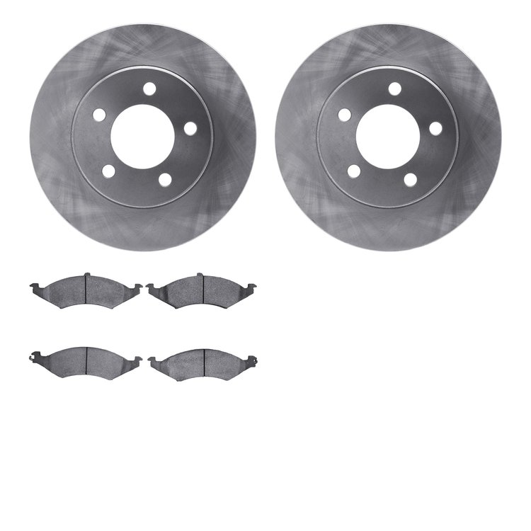 6502-55107 Brake Rotors w/5000 Advanced Brake Pads Kit, 1991-1993 Ford/Lincoln/Mercury/Mazda, Position: Front