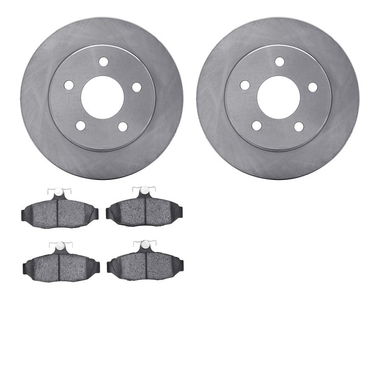 6502-55117 Brake Rotors w/5000 Advanced Brake Pads Kit, 1990-1992 Ford/Lincoln/Mercury/Mazda, Position: Rear