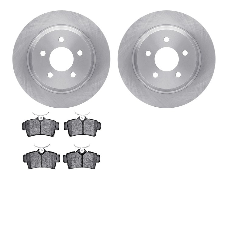 6502-55138 Brake Rotors w/5000 Advanced Brake Pads Kit, 1994-2004 Ford/Lincoln/Mercury/Mazda, Position: Rear