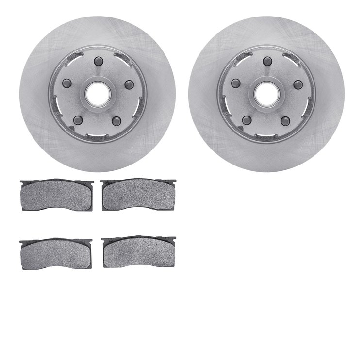 6502-55153 Brake Rotors w/5000 Advanced Brake Pads Kit, 1965-1967 Ford/Lincoln/Mercury/Mazda, Position: Front