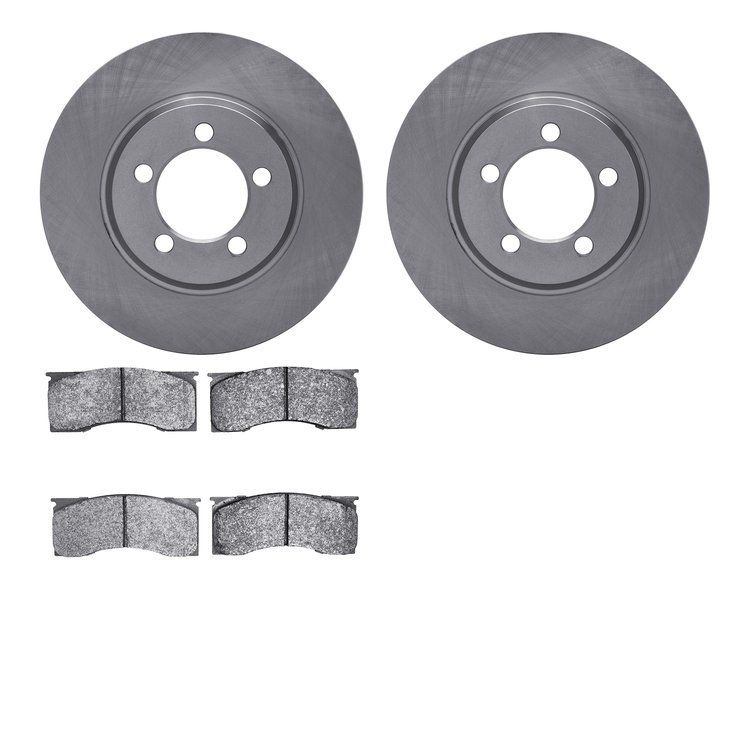6502-55162 Brake Rotors w/5000 Advanced Brake Pads Kit, 1965-1966 Ford/Lincoln/Mercury/Mazda, Position: Front