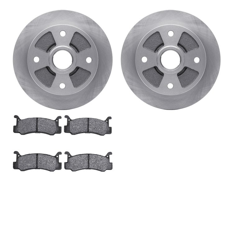 6502-56027 Brake Rotors w/5000 Advanced Brake Pads Kit, 1987-1994 Ford/Lincoln/Mercury/Mazda, Position: Rear