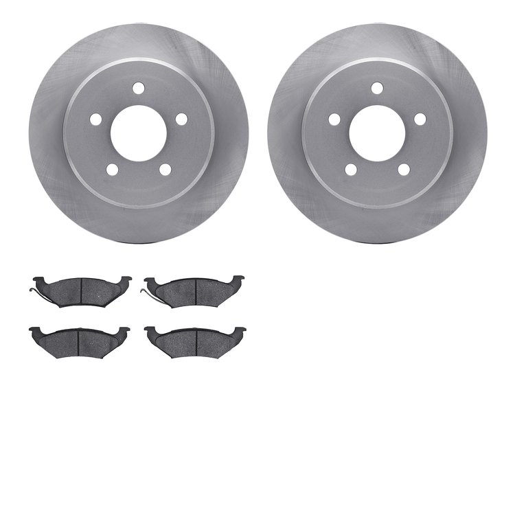 6502-56046 Brake Rotors w/5000 Advanced Brake Pads Kit, 1992-1995 Ford/Lincoln/Mercury/Mazda, Position: Rear