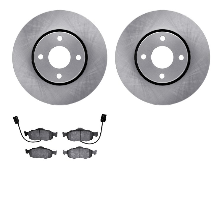 6502-56094 Brake Rotors w/5000 Advanced Brake Pads Kit, 1998-2002 Ford/Lincoln/Mercury/Mazda, Position: Front