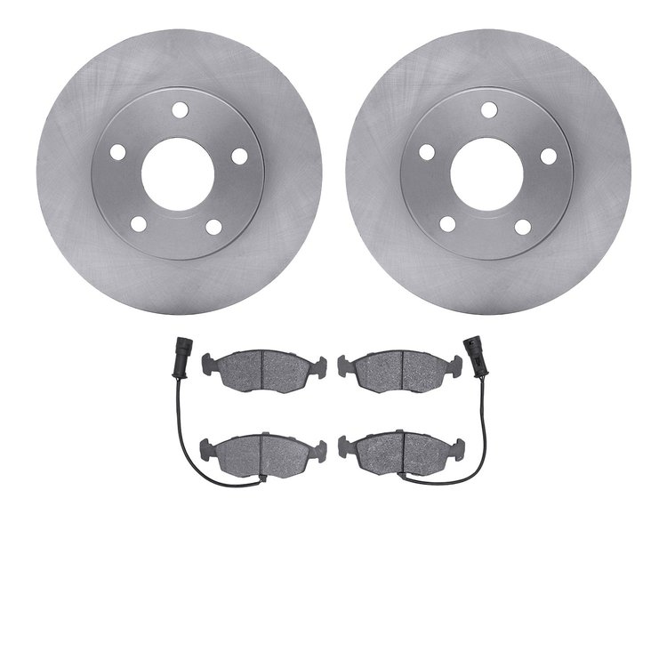 6502-57004 Brake Rotors w/5000 Advanced Brake Pads Kit, 1988-1989 Ford/Lincoln/Mercury/Mazda, Position: Front