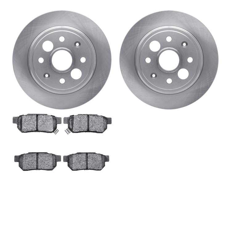 6502-58022 Brake Rotors w/5000 Advanced Brake Pads Kit, 1986-1989 Acura/Honda, Position: Rear