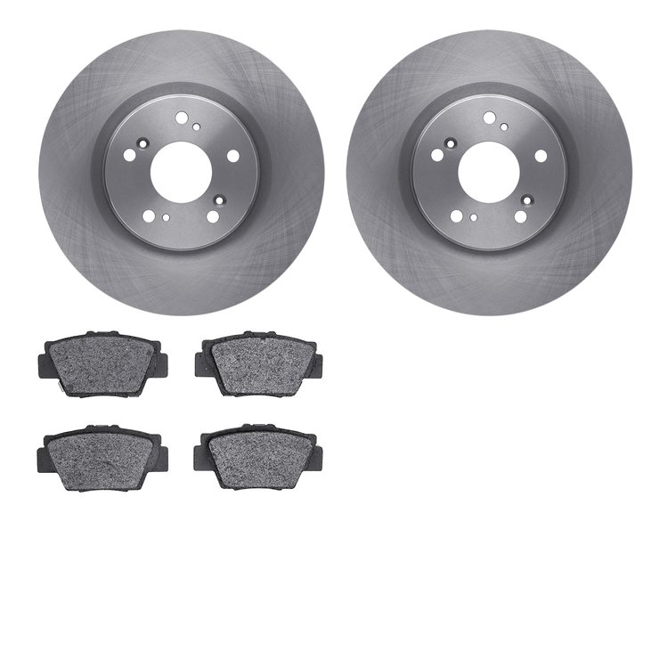 6502-58037 Brake Rotors w/5000 Advanced Brake Pads Kit, 1997-2005 Acura/Honda, Position: Rear
