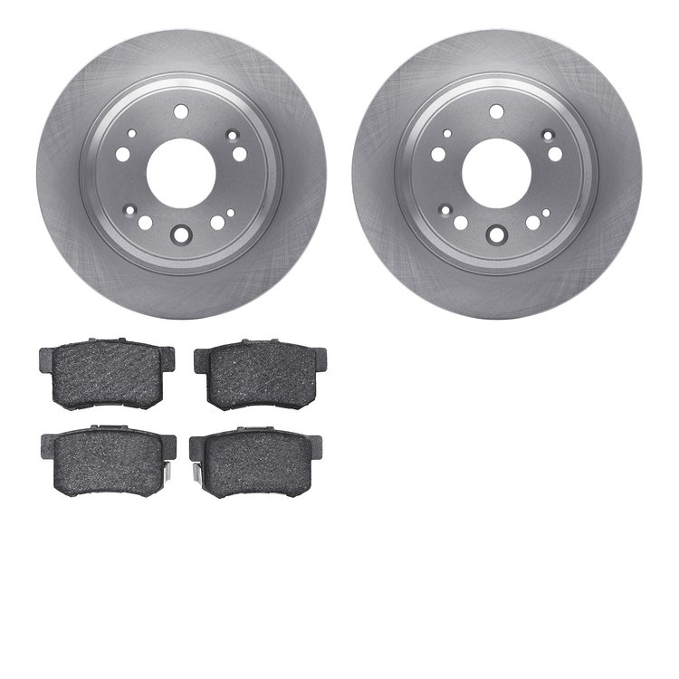 6502-58101 Brake Rotors w/5000 Advanced Brake Pads Kit, 2002-2004 Acura/Honda, Position: Rear