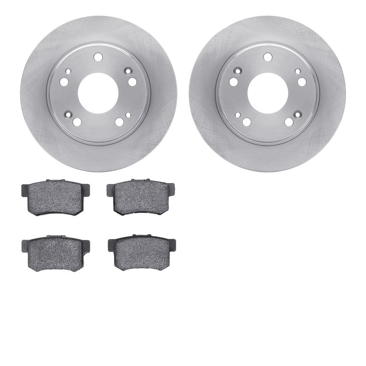 6502-59255 Brake Rotors w/5000 Advanced Brake Pads Kit, 2003-2008 Acura/Honda, Position: Rear