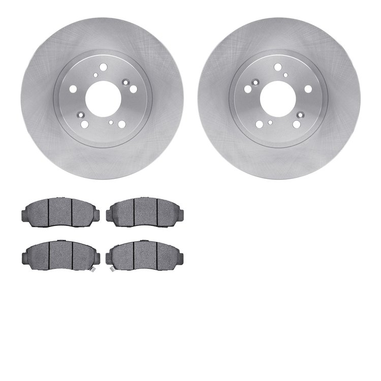 6502-59343 Brake Rotors w/5000 Advanced Brake Pads Kit, 1999-2014 Acura/Honda, Position: Front