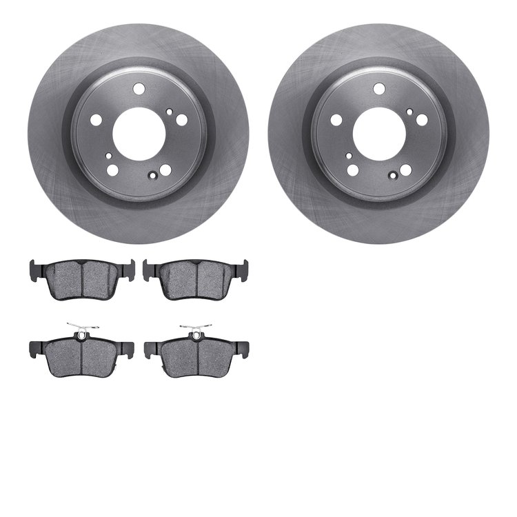 6502-59484 Brake Rotors w/5000 Advanced Brake Pads Kit, 2017-2021 Acura/Honda, Position: Rear
