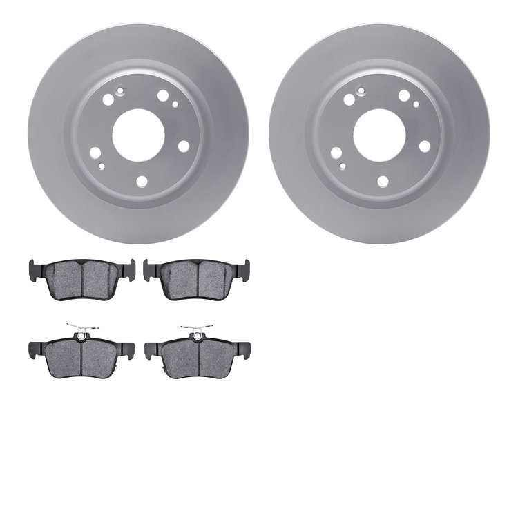 6502-59489 Brake Rotors w/5000 Advanced Brake Pads Kit, 2017-2020 Acura/Honda, Position: Rear