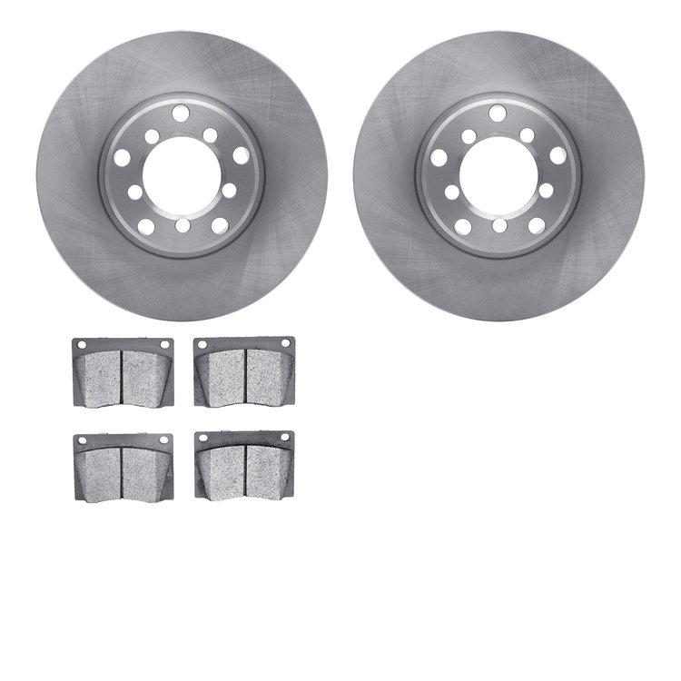 6502-63128 Brake Rotors w/5000 Advanced Brake Pads Kit, 1965-1971 Mercedes-Benz, Position: Front