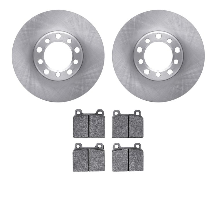 6502-63143 Brake Rotors w/5000 Advanced Brake Pads Kit, 1968-1976 Mercedes-Benz, Position: Front