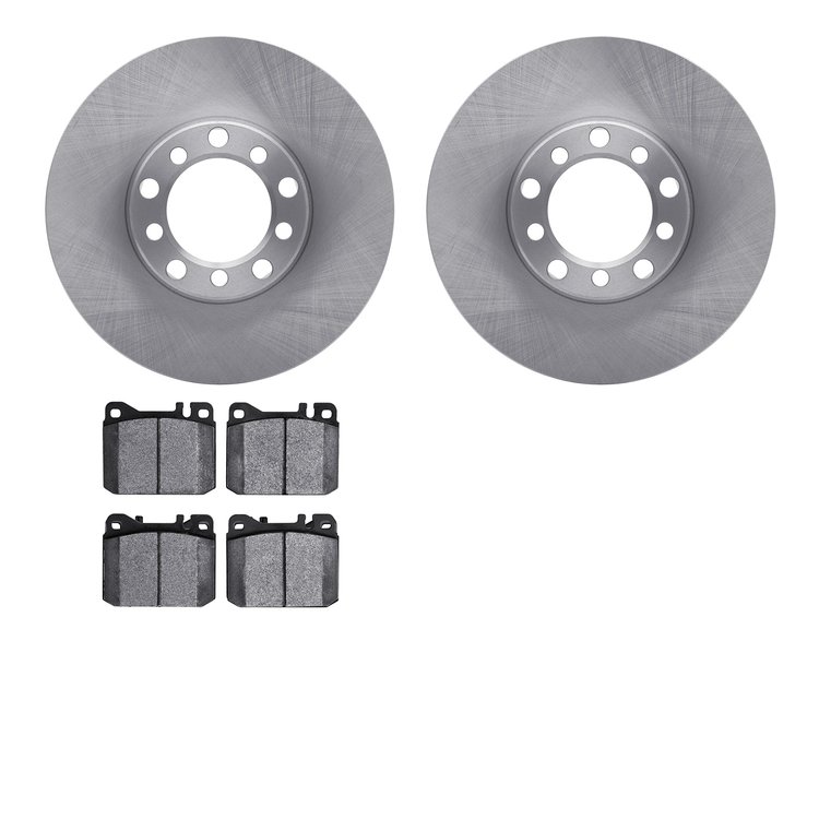 6502-63159 Brake Rotors w/5000 Advanced Brake Pads Kit, 1979-1980 Mercedes-Benz, Position: Front