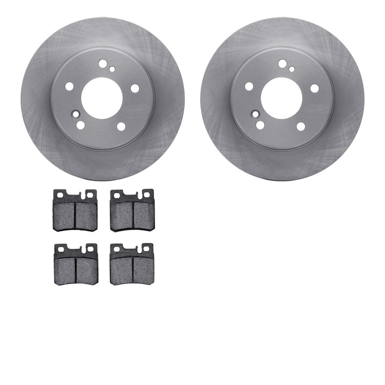 6502-63179 Brake Rotors w/5000 Advanced Brake Pads Kit, 1987-2000 Mercedes-Benz, Position: Rear