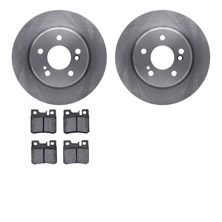 6502-63224 Brake Rotors w/5000 Advanced Brake Pads Kit, 1992-1994 Mercedes-Benz, Position: Rear