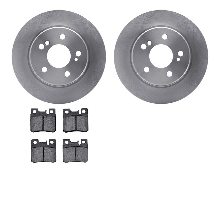 6502-63227 Brake Rotors w/5000 Advanced Brake Pads Kit, 1992-1995 Mercedes-Benz, Position: Rear